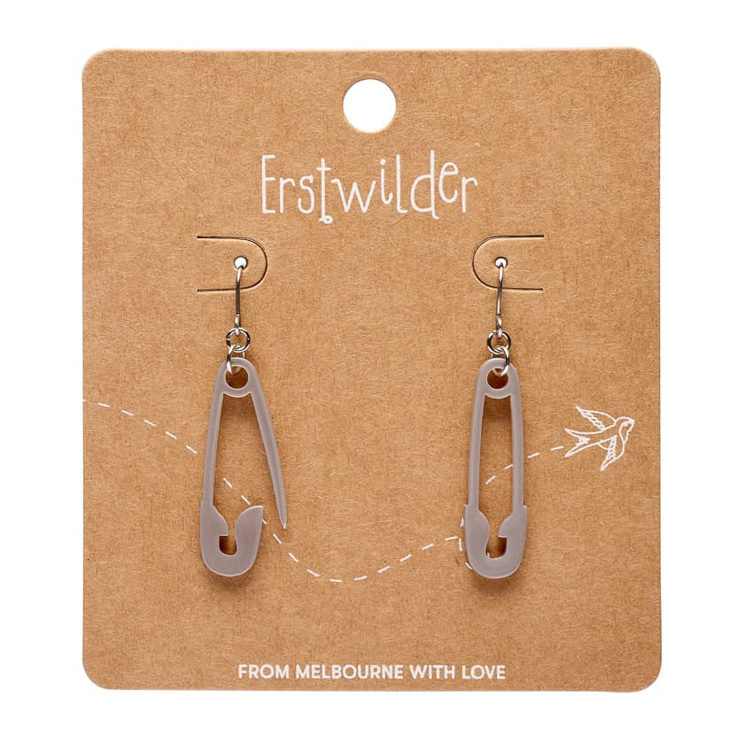 Safety Pin Drop Earrings - Silver  -  Erstwilder Essentials  -  Quirky Resin and Enamel Accessories