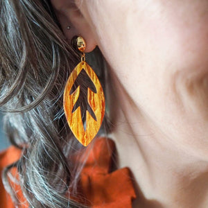 Leaf Drop Earrings – Orange  -  Erstwilder Essentials  -  Quirky Resin and Enamel Accessories