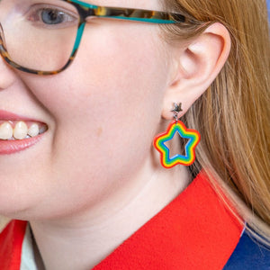 Star Rainbow Stud Drop Earrings  -  Erstwilder Essentials  -  Quirky Resin and Enamel Accessories