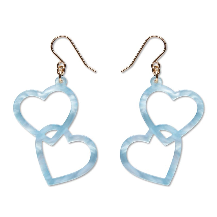 Heart Rings Drop Earrings – Blue  -  Erstwilder Essentials  -  Quirky Resin and Enamel Accessories