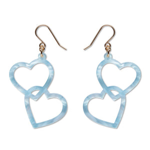 Heart Rings Drop Earrings – Blue  -  Erstwilder Essentials  -  Quirky Resin and Enamel Accessories