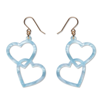 Heart Rings Drop Earrings – Blue  -  Erstwilder Essentials  -  Quirky Resin and Enamel Accessories