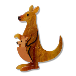 Kangaroos Simplified Mini Brooch  -  Erstwilder Simplified  -  Quirky Resin and Enamel Accessories