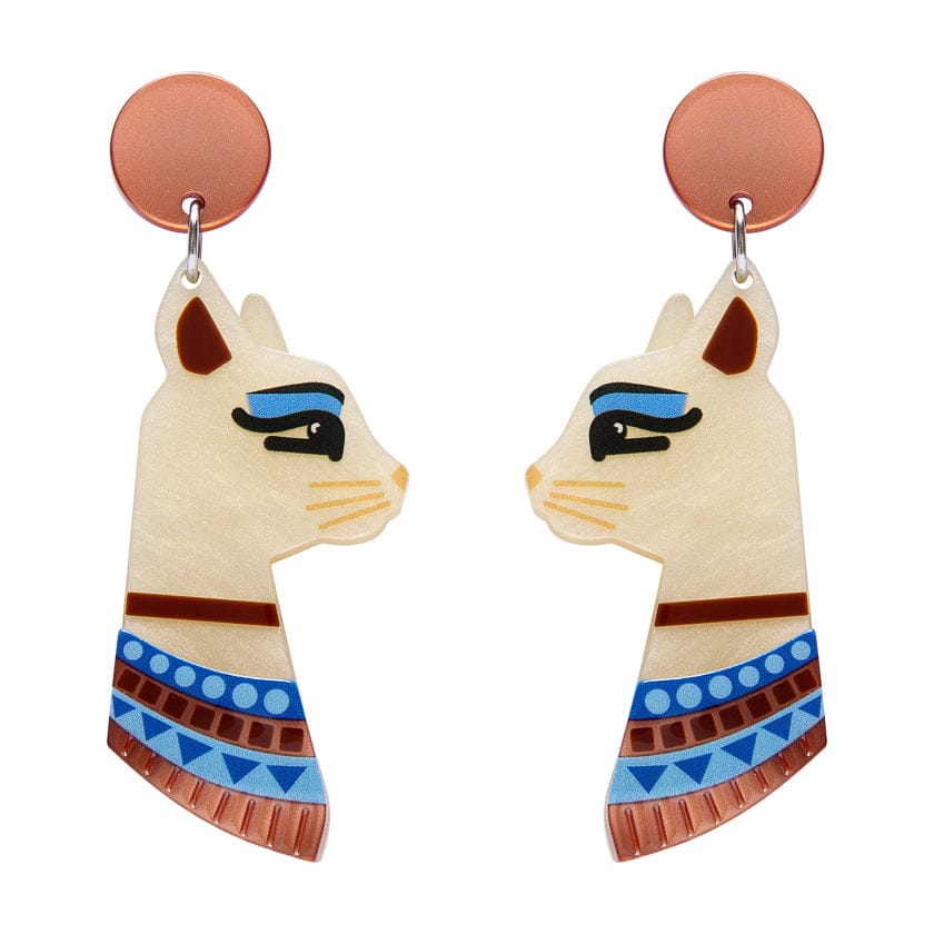 Bastet the Protector Drop Earrings  -  Erstwilder  -  Quirky Resin and Enamel Accessories