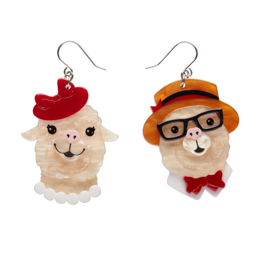 The Enamoured Alpacas Drop Earrings  -  Erstwilder  -  Quirky Resin and Enamel Accessories