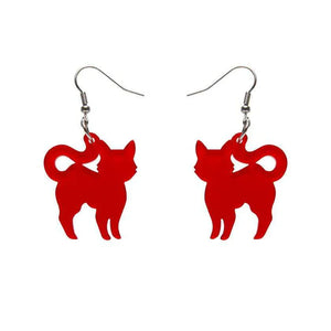 Pussy Cat Bubble Resin Drop Earrings - Red  -  Erstwilder Essentials  -  Quirky Resin and Enamel Accessories
