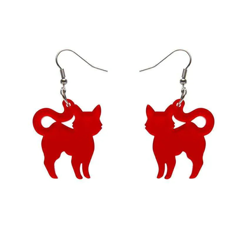 Pussy Cat Bubble Resin Drop Earrings - Red  -  Erstwilder Essentials  -  Quirky Resin and Enamel Accessories