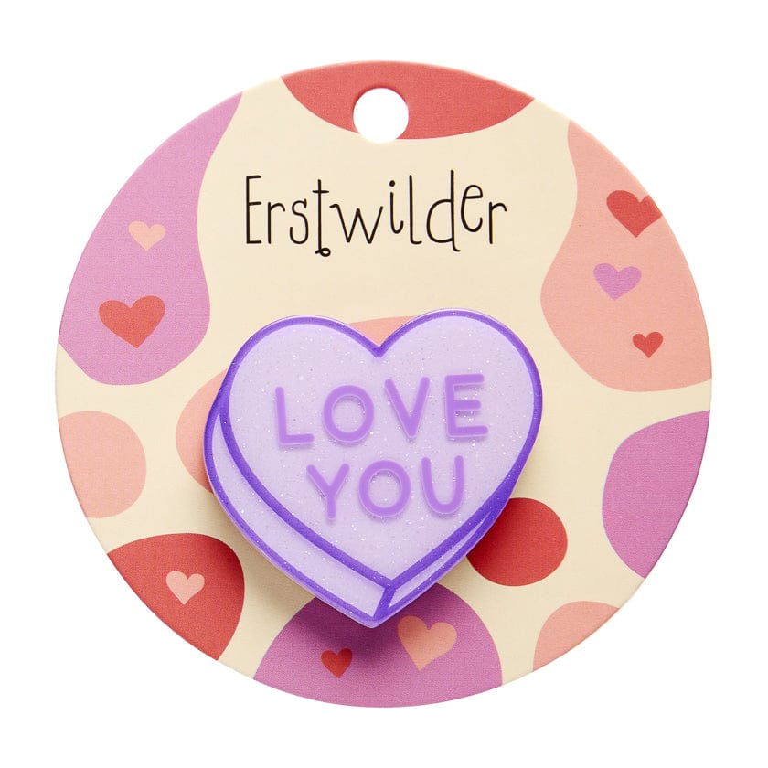 Candy Heart Simplified Mini Brooch – Purple  -  Erstwilder Simplified  -  Quirky Resin and Enamel Accessories