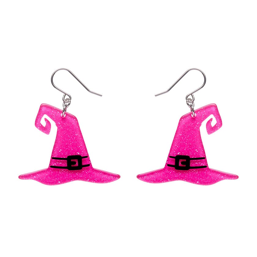 Witch's Hat Drop Earrings - Pink  -  Erstwilder Essentials  -  Quirky Resin and Enamel Accessories