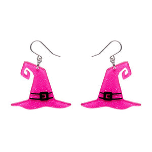 Witch's Hat Drop Earrings - Pink  -  Erstwilder Essentials  -  Quirky Resin and Enamel Accessories