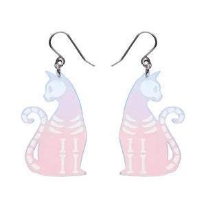 Bone Kitty Drop Earrings - Iridescent  -  Erstwilder Essentials  -  Quirky Resin and Enamel Accessories