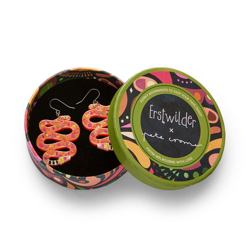 The Rowdy Rattlesnake Drop Earrings  -  Erstwilder  -  Quirky Resin and Enamel Accessories