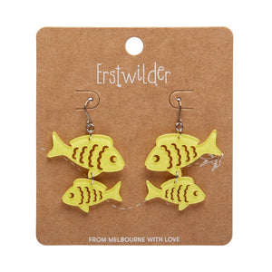 Fish Friends Drop Earrings - Yellow  -  Erstwilder Essentials  -  Quirky Resin and Enamel Accessories