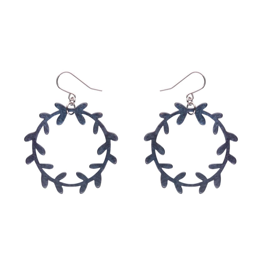 Wreath Drop Earrings – Navy  -  Erstwilder Essentials  -  Quirky Resin and Enamel Accessories