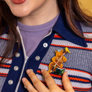 Bearnard & Figaro Brooch  -  Erstwilder  -  Quirky Resin and Enamel Accessories