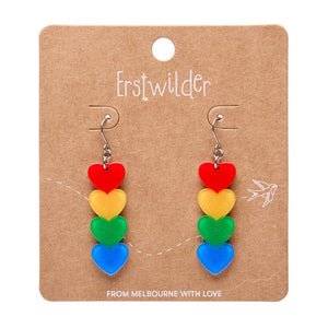 Rainbow Hearts Drop Earrings  -  Erstwilder Essentials  -  Quirky Resin and Enamel Accessories