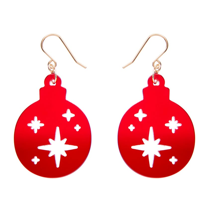 Round Bauble Drop Earrings - Red  -  Erstwilder Essentials  -  Quirky Resin and Enamel Accessories