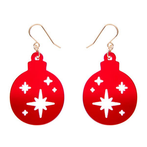 Round Bauble Drop Earrings - Red  -  Erstwilder Essentials  -  Quirky Resin and Enamel Accessories