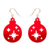 Round Bauble Drop Earrings - Red