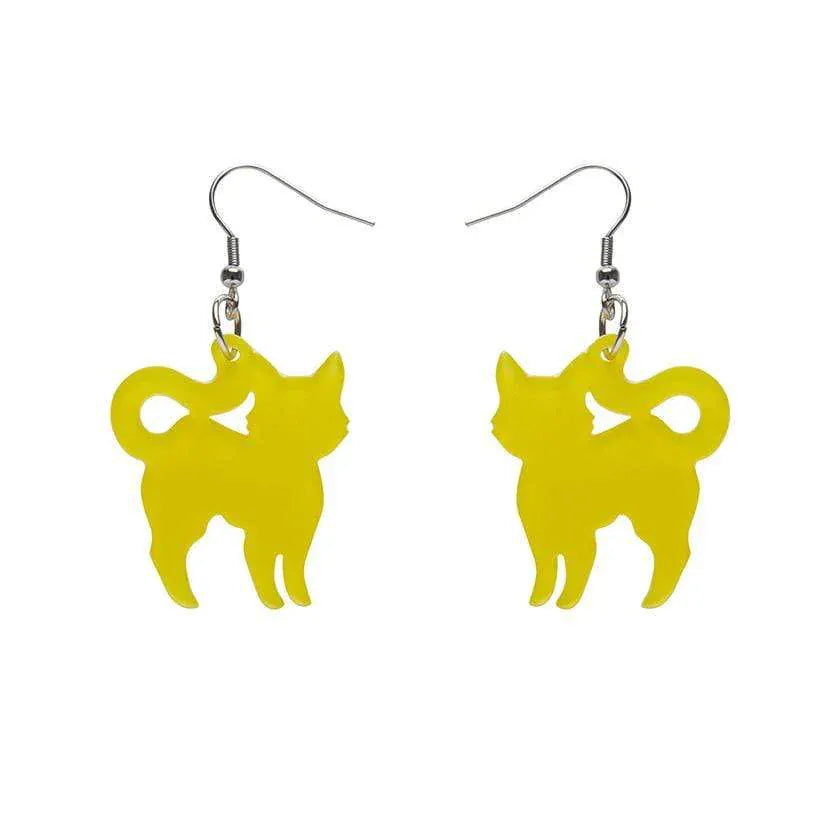 Pussy Cat Bubble Resin Drop Earrings - Yellow  -  Erstwilder Essentials  -  Quirky Resin and Enamel Accessories
