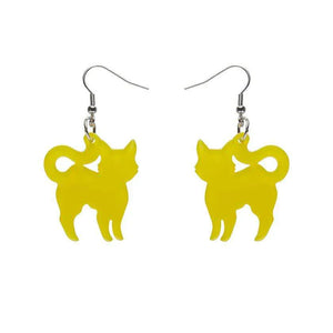 Pussy Cat Bubble Resin Drop Earrings - Yellow  -  Erstwilder Essentials  -  Quirky Resin and Enamel Accessories