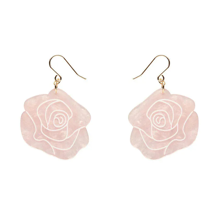 Eternal Rose Drop Earrings - Light Pink  -  Erstwilder Essentials  -  Quirky Resin and Enamel Accessories