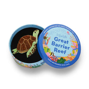 Green Turtle Brooch  -  Erstwilder  -  Quirky Resin and Enamel Accessories