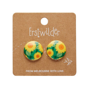 Sunflower Rounded Stud Earrings - Yellow  -  Erstwilder Essentials  -  Quirky Resin and Enamel Accessories