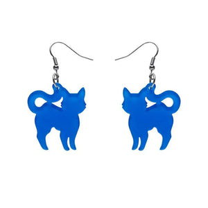 Pussy Cat Bubble Resin Drop Earrings - Blue  -  Erstwilder Essentials  -  Quirky Resin and Enamel Accessories