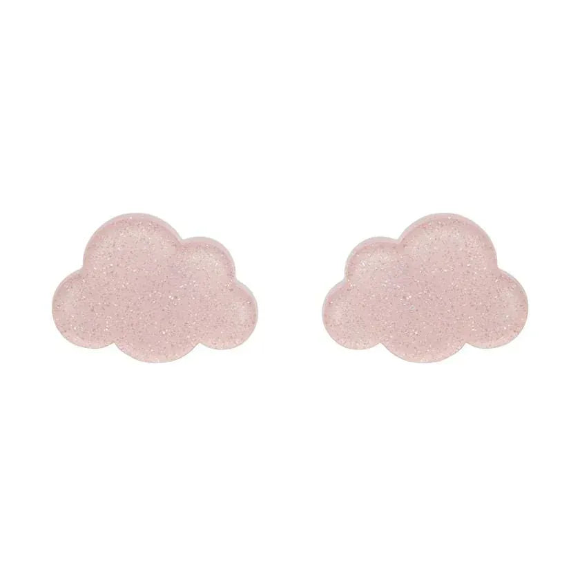 Cloud Glitter Resin Stud Earrings - Pink  -  Erstwilder Essentials  -  Quirky Resin and Enamel Accessories