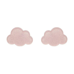 Cloud Glitter Resin Stud Earrings - Pink  -  Erstwilder Essentials  -  Quirky Resin and Enamel Accessories