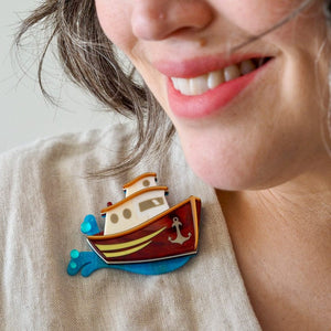 Seas the Day Brooch  -  Erstwilder  -  Quirky Resin and Enamel Accessories
