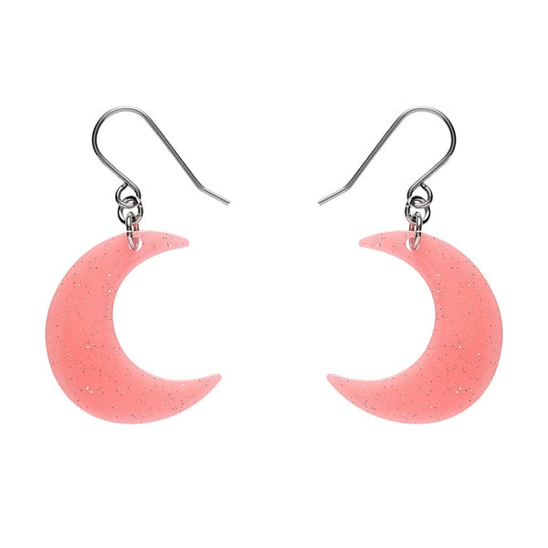 Cresent Moon Drop Earrings - Pink – Erstwilder