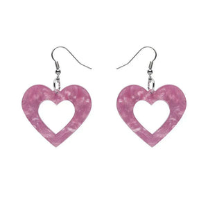 Heart Ripple Resin Drop Earrings - Mauve  -  Erstwilder Essentials  -  Quirky Resin and Enamel Accessories