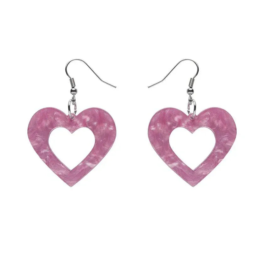 Heart Ripple Resin Drop Earrings - Mauve  -  Erstwilder Essentials  -  Quirky Resin and Enamel Accessories