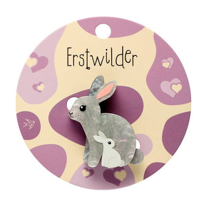 Bunnies Simplified Mini Brooch  -  Erstwilder Simplified  -  Quirky Resin and Enamel Accessories