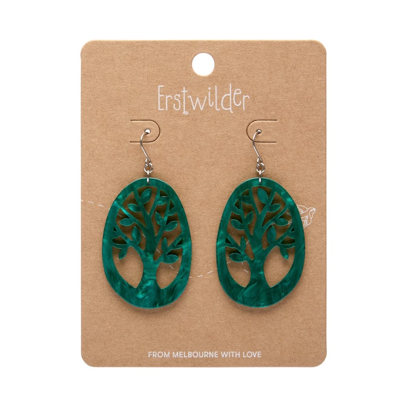 Tree Drop Earrings – Teal  -  Erstwilder Essentials  -  Quirky Resin and Enamel Accessories