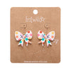 Polka Dot Bow Drop Earrings – White