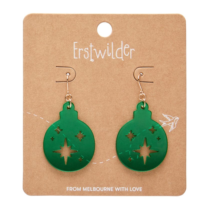 Round Bauble Drop Earrings - Green  -  Erstwilder Essentials  -  Quirky Resin and Enamel Accessories