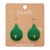 Round Bauble Drop Earrings - Green