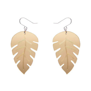 Large Leaf Essential Drop Earrings - Gold  -  Erstwilder Essentials  -  Quirky Resin and Enamel Accessories