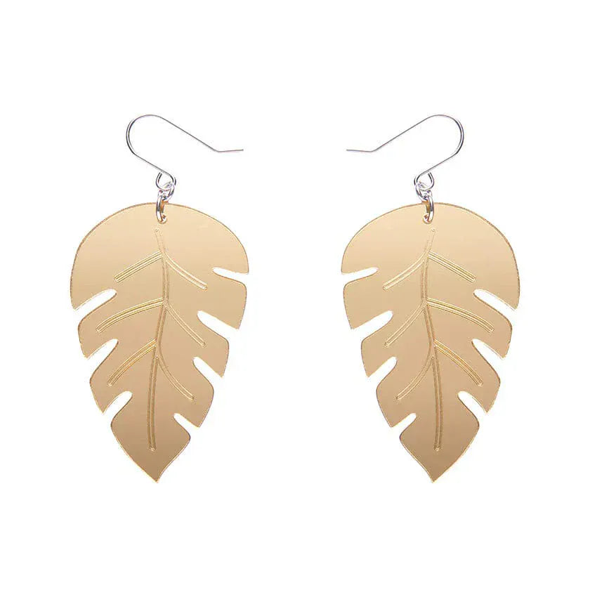Large Leaf Essential Drop Earrings - Gold  -  Erstwilder Essentials  -  Quirky Resin and Enamel Accessories