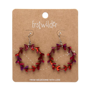 Wreath Drop Earrings – Maroon  -  Erstwilder Essentials  -  Quirky Resin and Enamel Accessories
