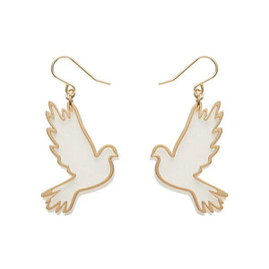 White Dove Drop Earrings - Gold  -  Erstwilder Essentials  -  Quirky Resin and Enamel Accessories