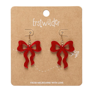 Bows Drop Earrings – Red  -  Erstwilder Essentials  -  Quirky Resin and Enamel Accessories