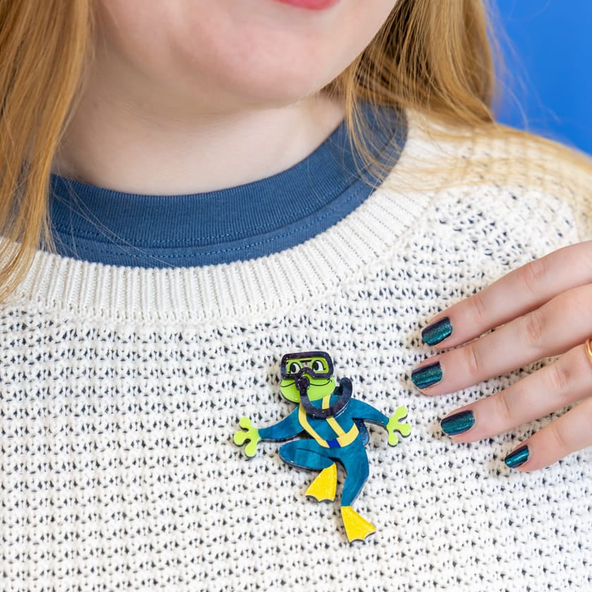 Slick Swimmer Brooch  -  Erstwilder  -  Quirky Resin and Enamel Accessories