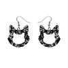 Cat Head Chunky Glitter Resin Drop Earrings - Silver  -  Erstwilder Essentials  -  Quirky Resin and Enamel Accessories