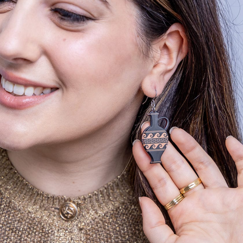 Lekythos Drop Earrings - Black  -  Erstwilder Essentials  -  Quirky Resin and Enamel Accessories