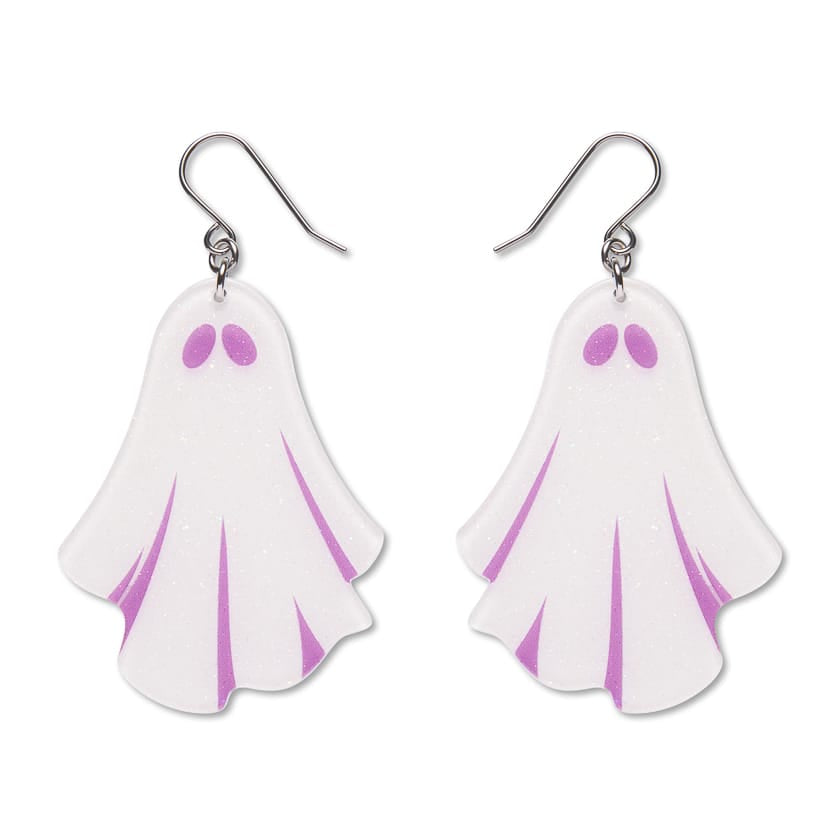 Ghostie Drop Earrings - White  -  Erstwilder Essentials  -  Quirky Resin and Enamel Accessories