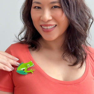 Buckley’s Giant Glass Frog Brooch  -  Erstwilder  -  Quirky Resin and Enamel Accessories